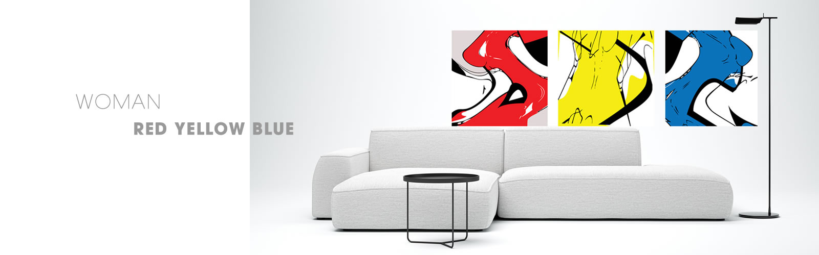 Woman red, yellow and blue