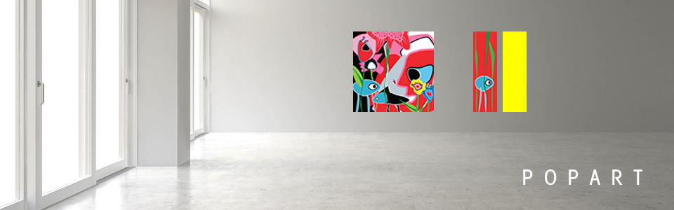 Briljante popart composities op acrylaat, gecombineerd tot uniek kunstwerk uit de serie Art Elements