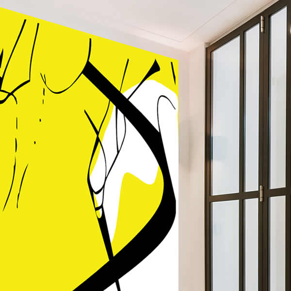 Kunst op glas in combinatie met staal creëert een industriële sfeer  