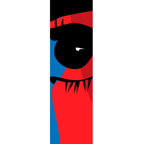 Popart in een krachtige, verticale compositie. Het grote, expressieve oog en de gestileerde wimpers trekken direct de aandacht, terwijl de strakke lijnen en het minimalistische kleurgebruik het beeld een moderne, grafische uitstraling geven.