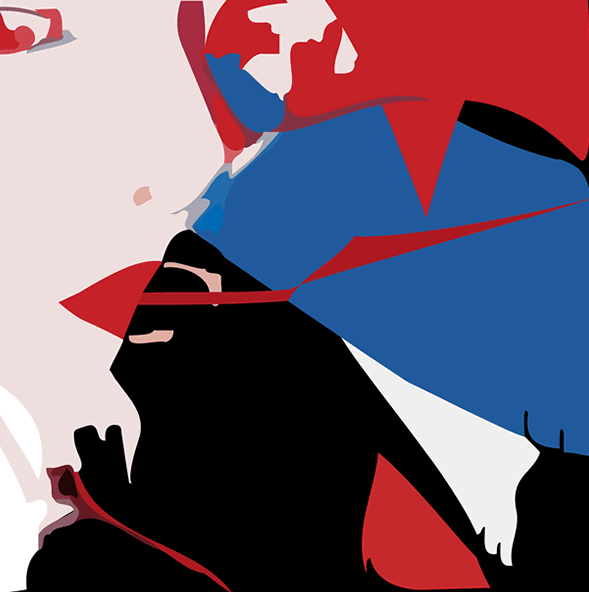 Het tweede schilderij van dit art concept over Marilyn Monroe zoomt in op het gezicht, waarbij lippen, ogen en huid worden opgebouwd uit krachtige kleurcontrasten en scherpe lijnen. De abstractie versterkt de expressie: het portret lijkt te zweven tussen realiteit en verbeelding, als een moderne interpretatie van pop-art.