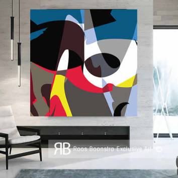 Thumbnail Abstract  schilderij met krachtige lijnen en felgekleurde vormen, uit de Art Concepts-serie, ideaal voor moderne interieurs.