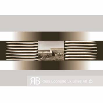 Thumbnail Abstract fineart beeld met scheermesjesmotief en fotografisch landschap, exclusieve kunst voor liefhebbers.