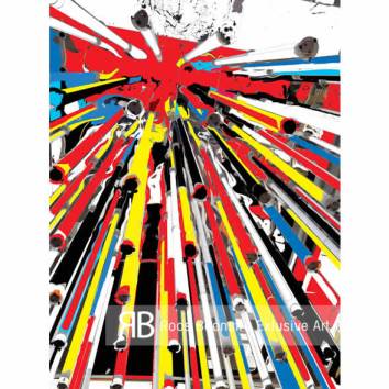 Thumbnail Dit werk toont een gedurfde compositie van felgekleurde buislampen die diagonaal door het beeldvlak snijden. De focus op detail en het perspectief van dichtbij geven de lampen een monumentaal karakter, terwijl de kleurencombinatie een gevoel van energie en spanning oproept.