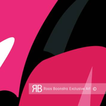 Thumbnail Detail van abstracte tulp in art deco stijl, expressieve kleurvlakken en vloeiende lijnen, kunstwerk voor kunstliefhebbers