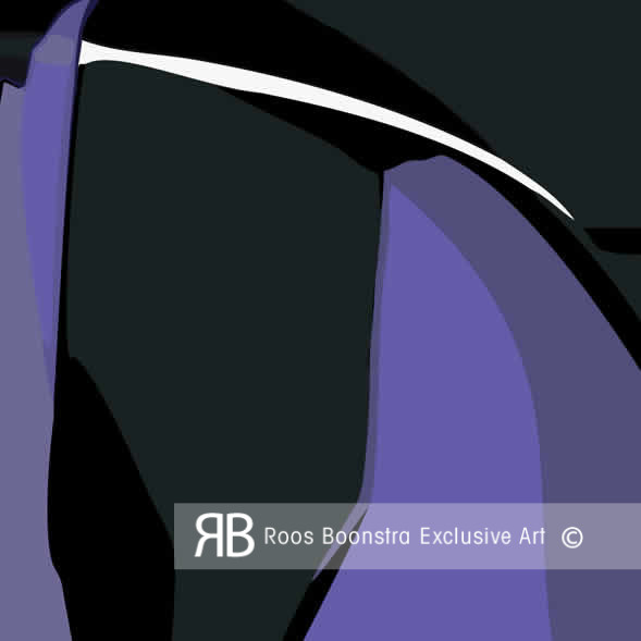 Abstracte close-up van tulp in paarse en zwarte tinten, moderne avant-garde kunst