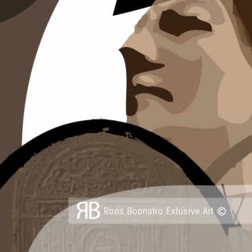 Thumbnail Schilderij met gestileerde kerkinterieur bogen, spel van licht en schaduw, hedendaagse fine-art stijl