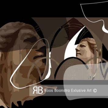 Thumbnail Moderne kunst met monumentale kerkboogvormen in bruin, wit en zwart, spirituele abstracte compositie 