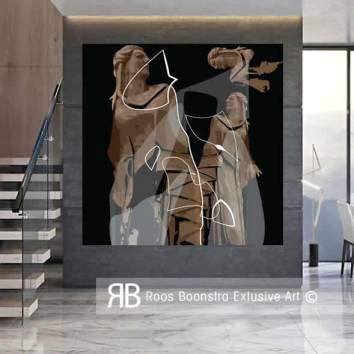 Thumbnail Oud en modern contrast in dit schilderij op glas