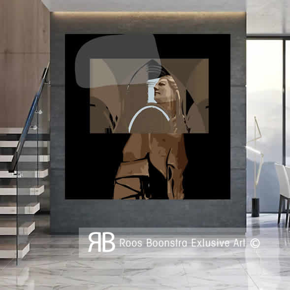 Sereen, modern schilderij op echt gehard glas met een voorstelling van een Madonna