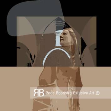 Thumbnail Abstract kunstwerk geïnspireerd op klassieke oudheid en Sagres, moderne compositie met warme aardetinten  