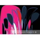 Abstract schilderij van wilde bloemen met felle kleuren en vloeiende vormen, moderne fineart compositie  