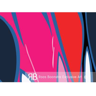 Thumbnail Moderne kunst van wilde bloemen, dynamische lijnen en briljante kleuren, schilderij voor kunstliefhebbers 