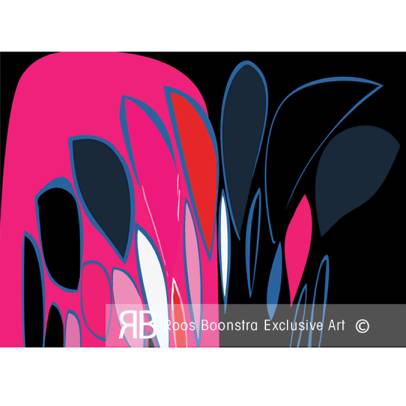 Thumbnail Abstract schilderij van wilde bloemen met felle kleuren en vloeiende vormen, moderne fineart compositie  