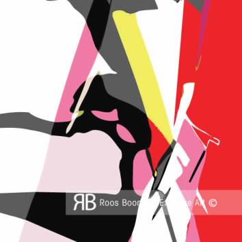 Thumbnail Detail uit groot gekleurd schilderij in popart stijl. Op plexiglas.