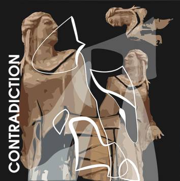 De combinatie van klassieke beelden en abstracte vormen verbeeldt de innerlijke strijd en de toewijding die nodig is om tegenstellingen te overbruggen.