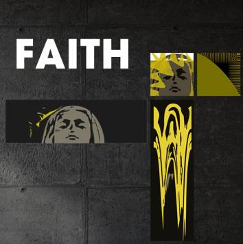 Een gelaagd beeld waarin geloof visueel gestalte krijgt. De abstracte panelen vormen samen een kruissymbool. De gezichten, patronen en stromende lijnen verwijzen naar innerlijke beleving in een wereld van uiterlijke ruis.