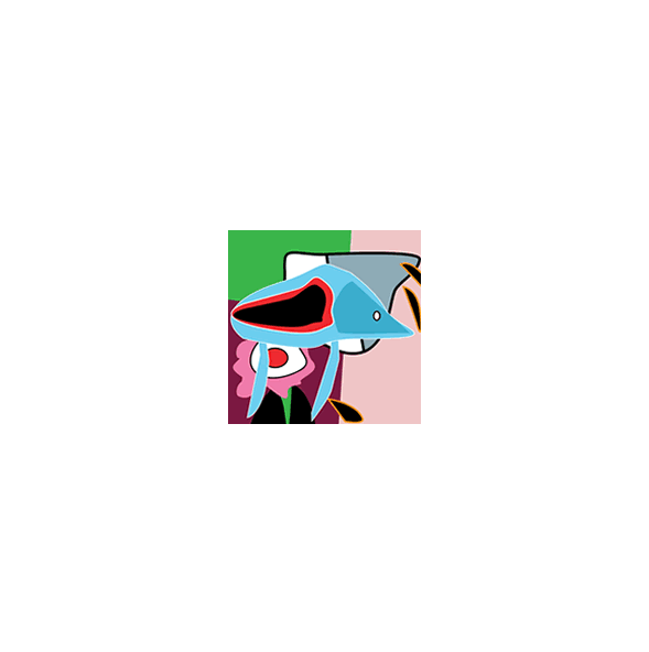 Kleurrijk en expressief kunstwerk, abstract dier en bloemmotieven voor contemporary art lovers.